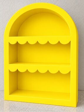 Yellow Arched Tabletop Shelf with Scalloped Tiers- new!